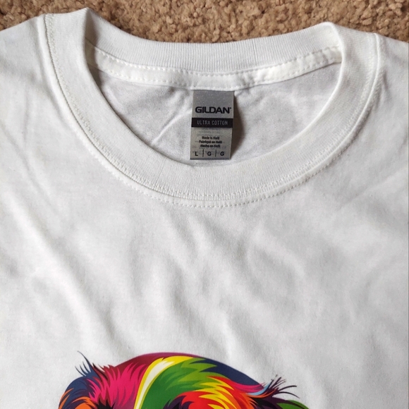 Colorful Dog Unisex T Shirt Size Large - Picture 2 of 2